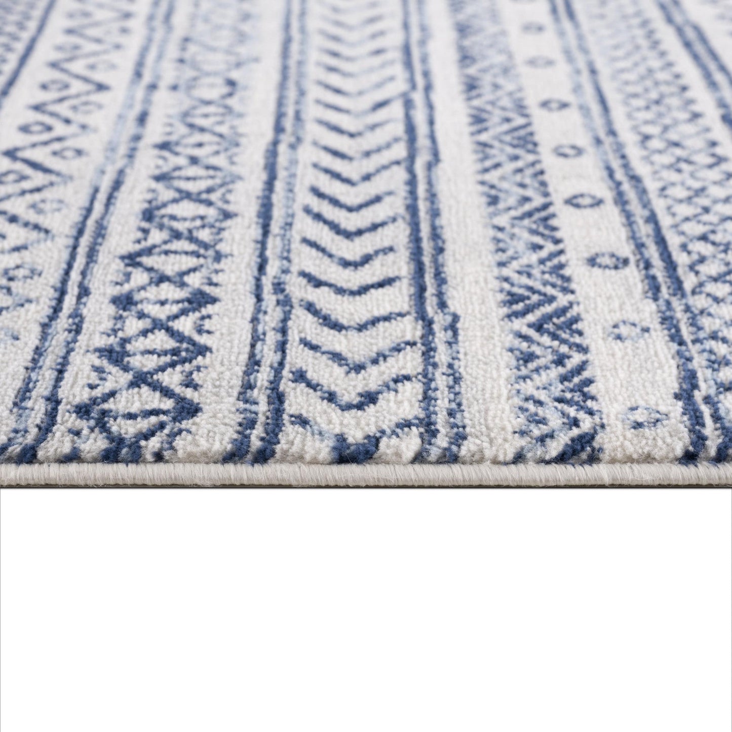 HomeRoots 8' x 11' Navy Blue Decorative Stripes Area Rug