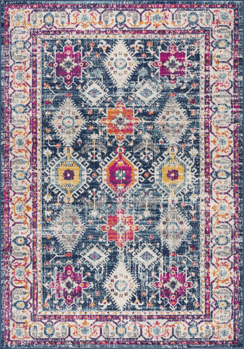 HomeRoots 8' x 11' Navy Traditional Decorative Area Rug