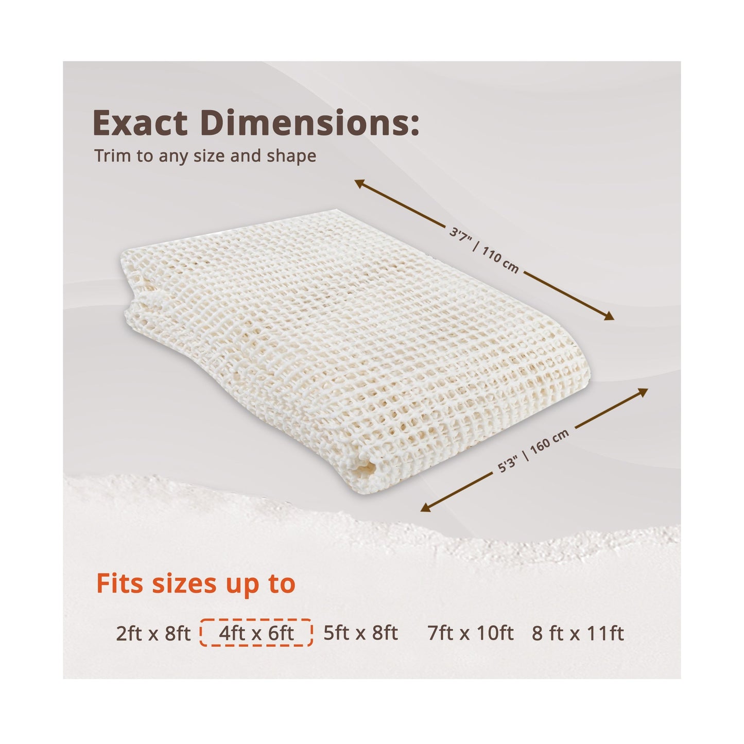 HomeRoots 8' x 11' Queen's Supreme Non Slip Rug Pad in Ivory Finish