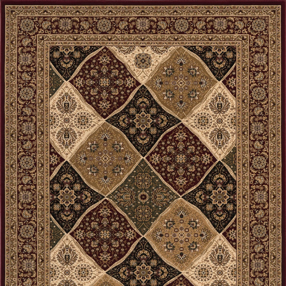 HomeRoots 8' x 11' Red Decorative Diamonds Area Rug