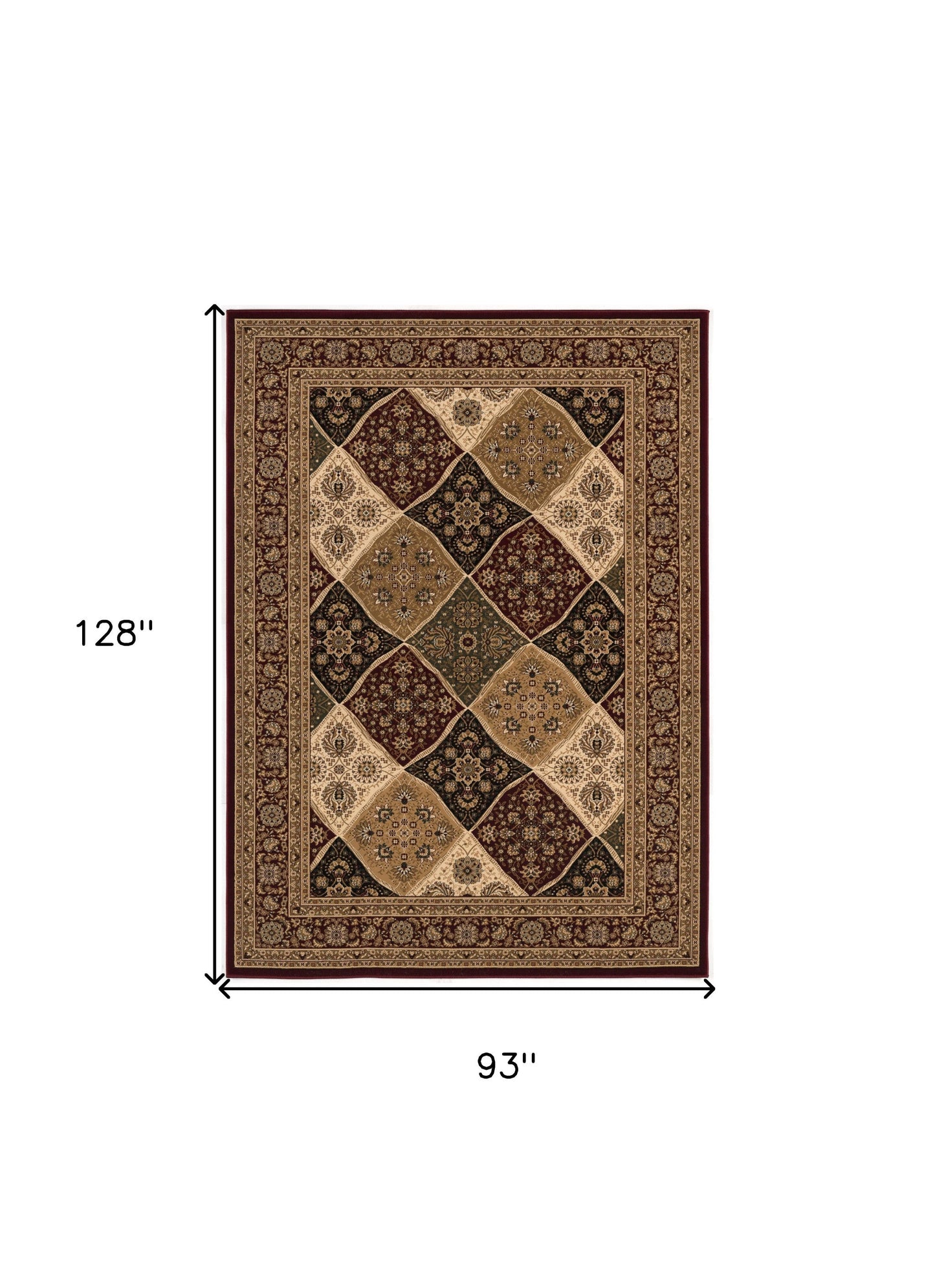HomeRoots 8' x 11' Red Decorative Diamonds Area Rug