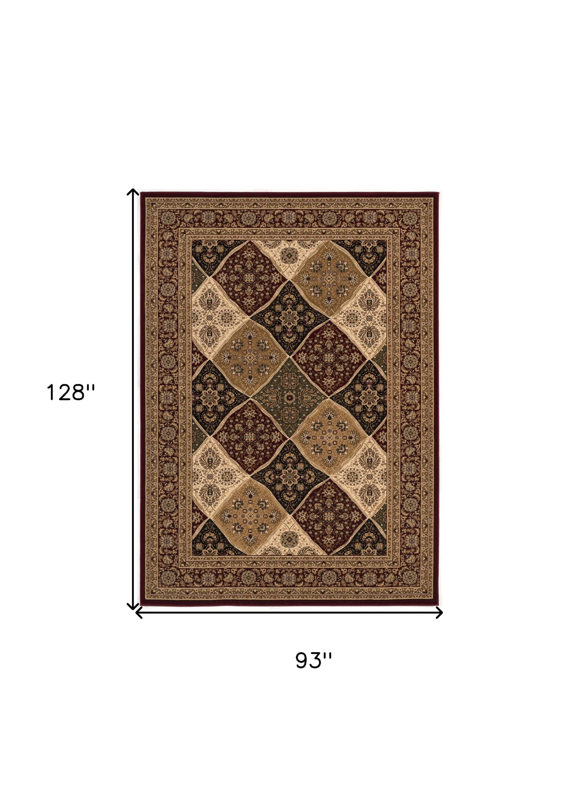 HomeRoots 8' x 11' Red Decorative Diamonds Area Rug
