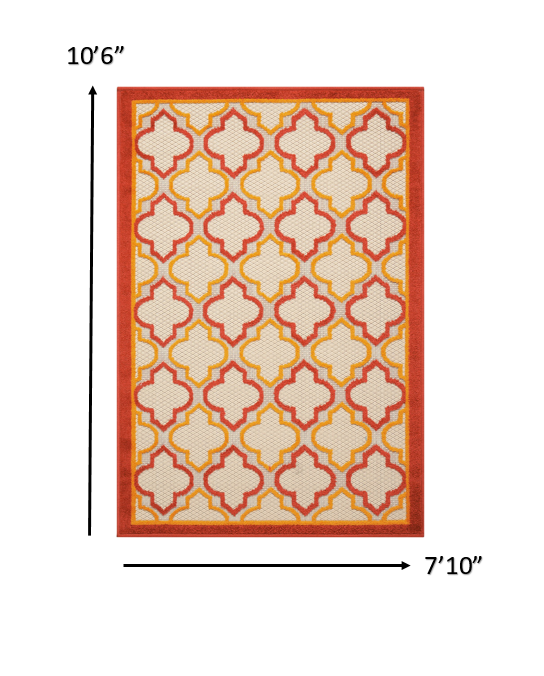 HomeRoots 8' x 11' Red Trellis Indoor Outdoor Area Rug