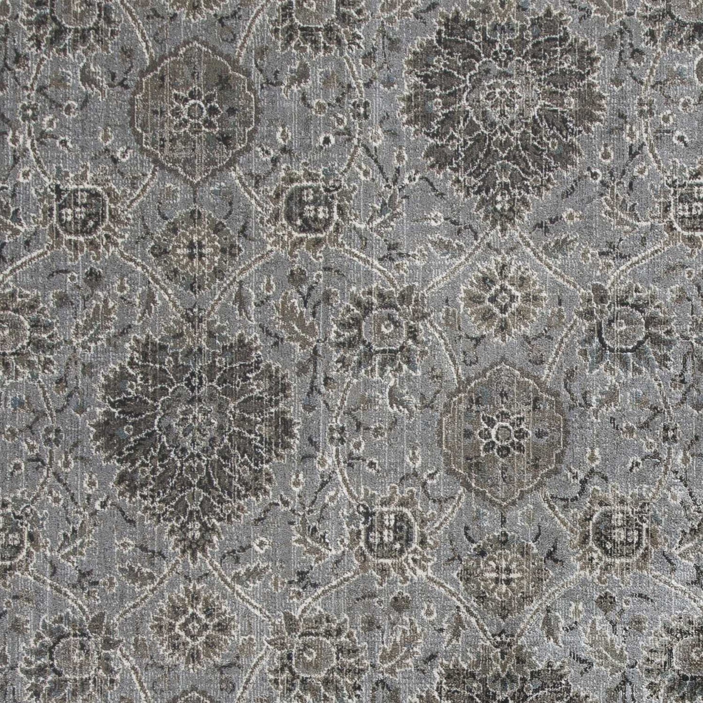 HomeRoots 8' x 11' Silver Machine Woven Traditional Floral Indoor Area Rug