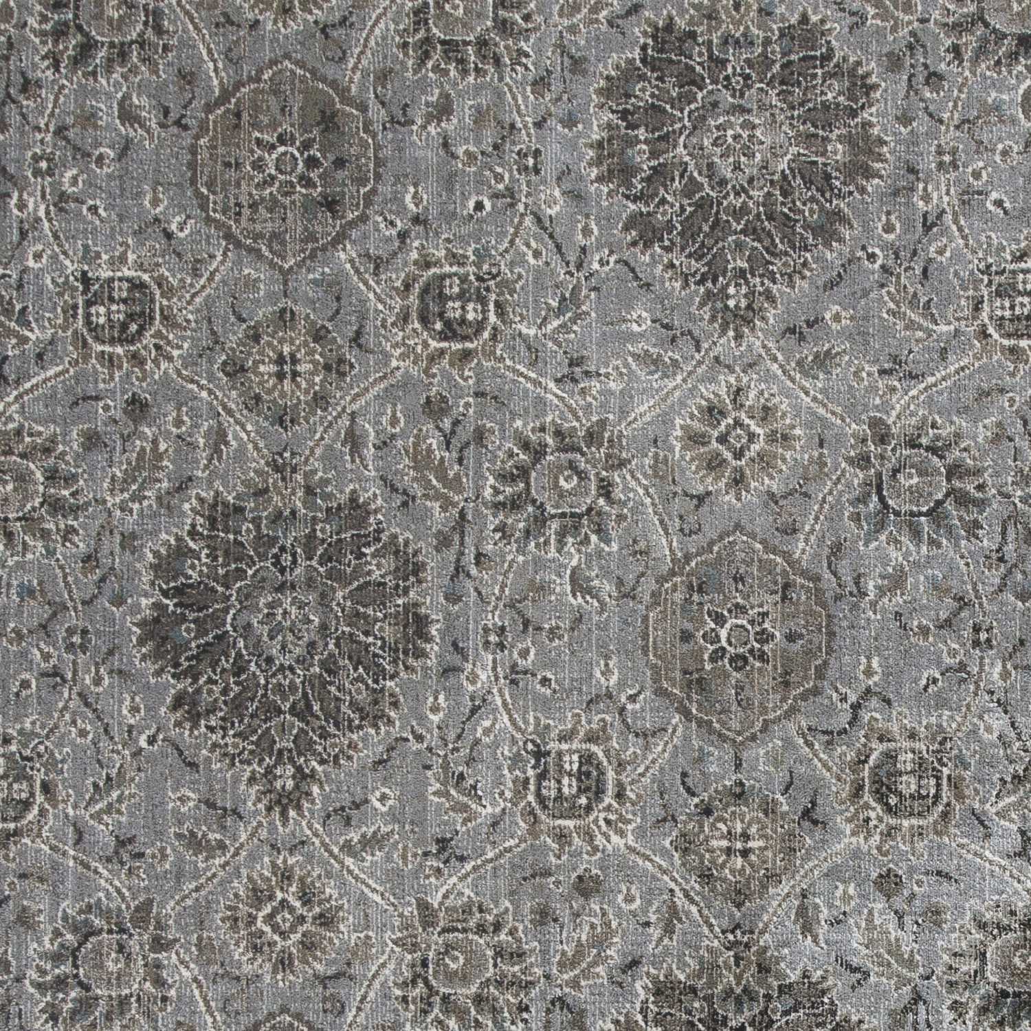 HomeRoots 8' x 11' Silver Machine Woven Traditional Floral Indoor Area Rug