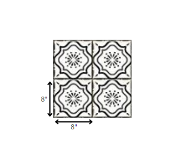 HomeRoots 8" x 8" Black And White Mosaic Peel and Stick Removable Tiles