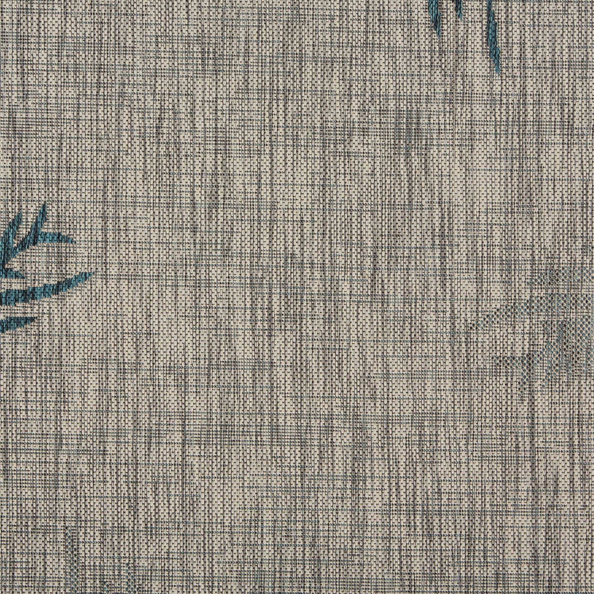 HomeRoots 8’ x 9’ Gray Palm Leaves Indoor Outdoor Area Rug