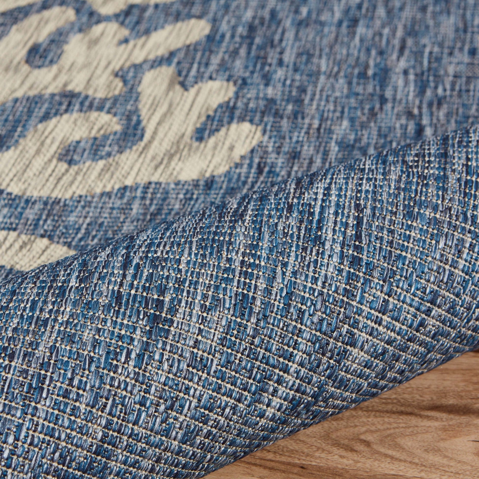 HomeRoots 8’ x 9’ Navy Coral Reef Indoor Outdoor Area Rug