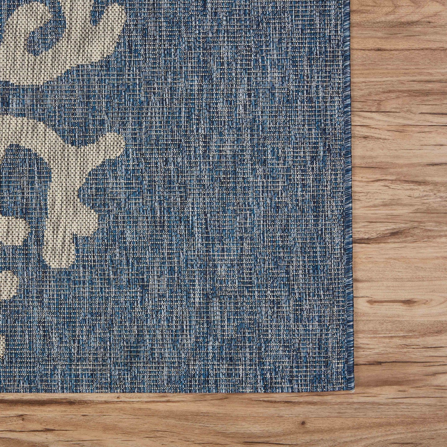 HomeRoots 8’ x 9’ Navy Coral Reef Indoor Outdoor Area Rug