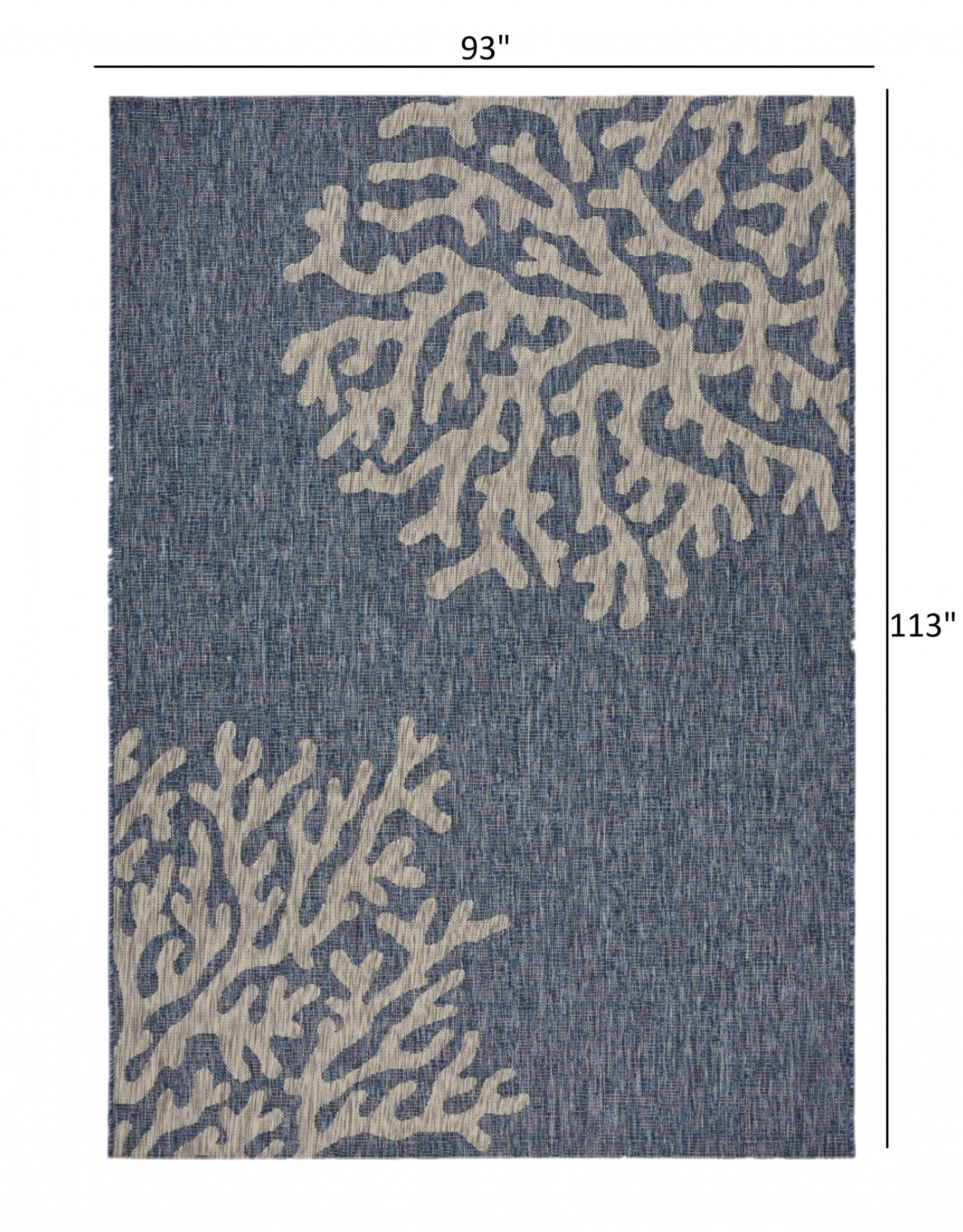HomeRoots 8’ x 9’ Navy Coral Reef Indoor Outdoor Area Rug