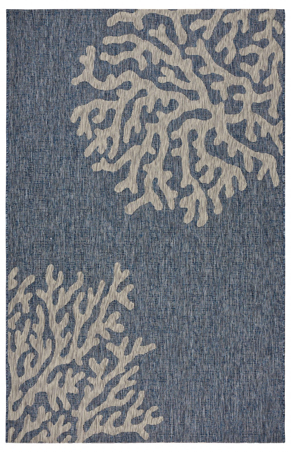 HomeRoots 8’ x 9’ Navy Coral Reef Indoor Outdoor Area Rug