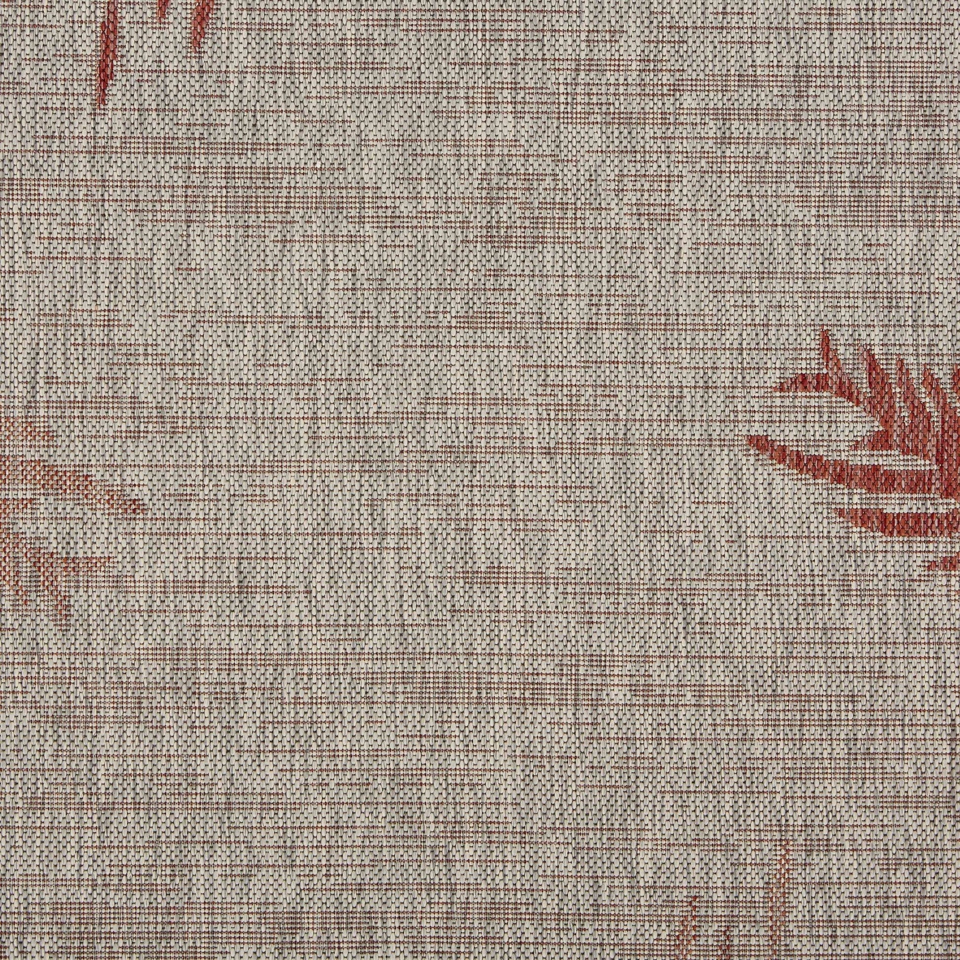 HomeRoots 8’ x 9’ Palm Leaves Indoor Outdoor Area Rug in Red Finish