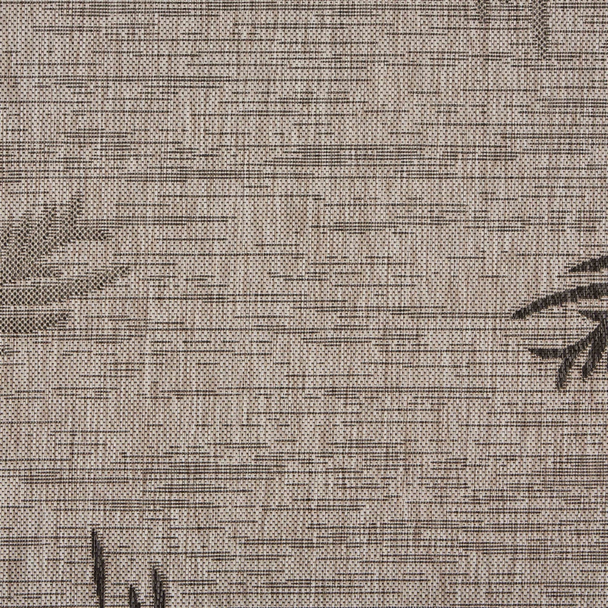 HomeRoots 8’ x 9’ Palm Leaves Indoor Outdoor Scatter Rug in Beige Finish