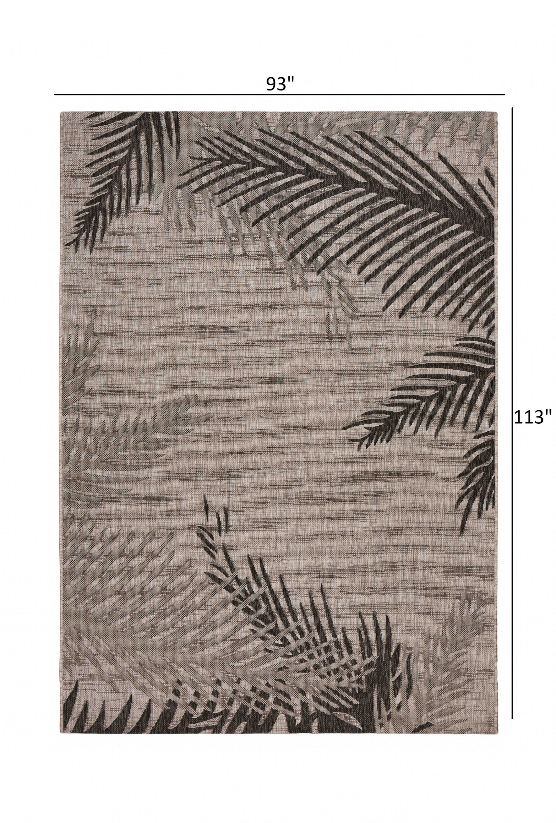 HomeRoots 8’ x 9’ Palm Leaves Indoor Outdoor Scatter Rug in Beige Finish