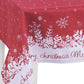 HomeRoots 84" Merry Christmas Printed Rectangle Tablecloth in Red