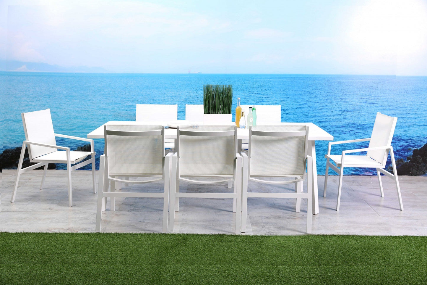 HomeRoots 87 x 39 x 29 White Aluminum Dining Table
