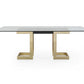 HomeRoots 87 x 39 x 30 Polished Gold Glass Stainless Steel Dining Table