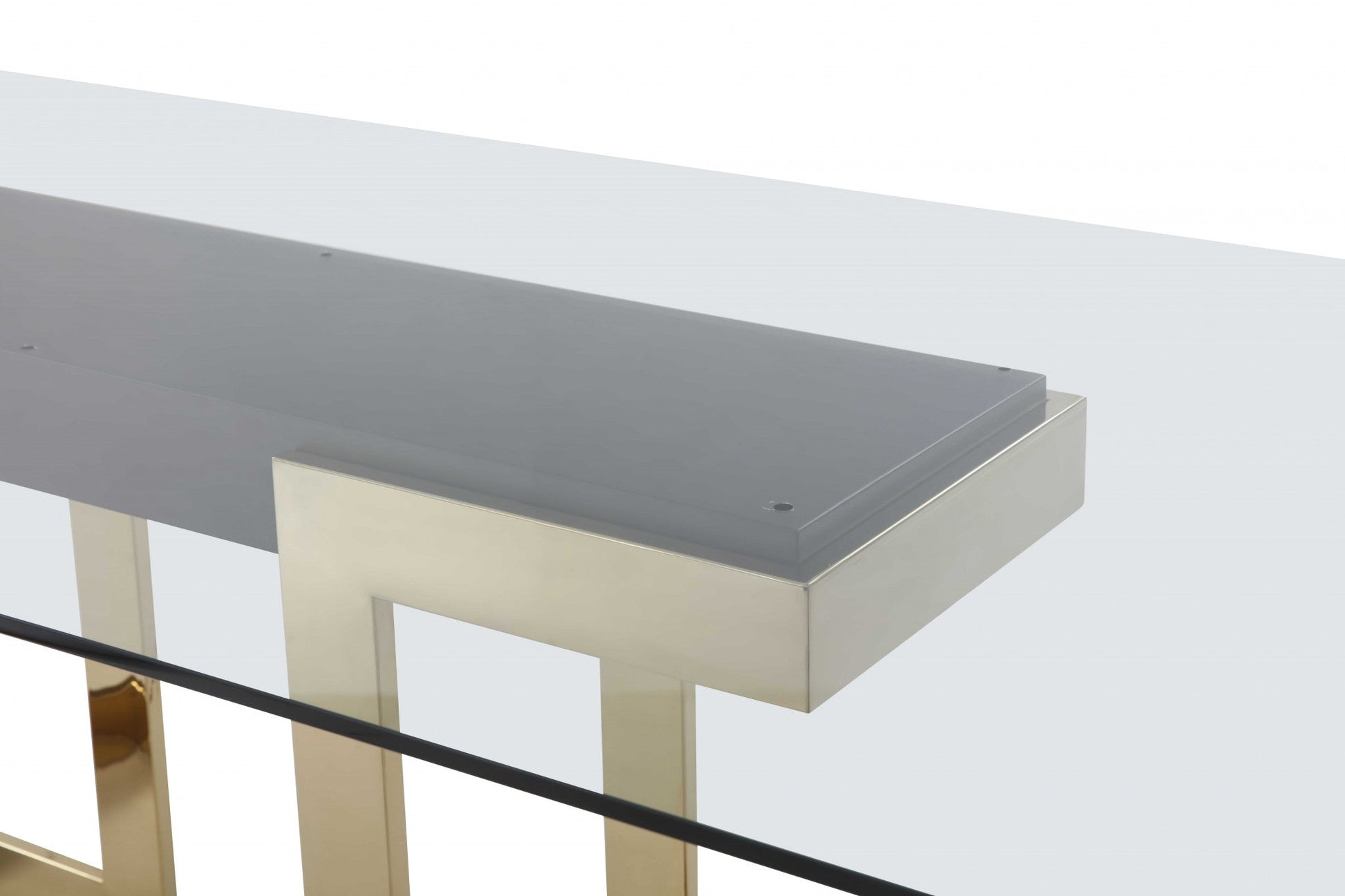HomeRoots 87 x 39 x 30 Polished Gold Glass Stainless Steel Dining Table