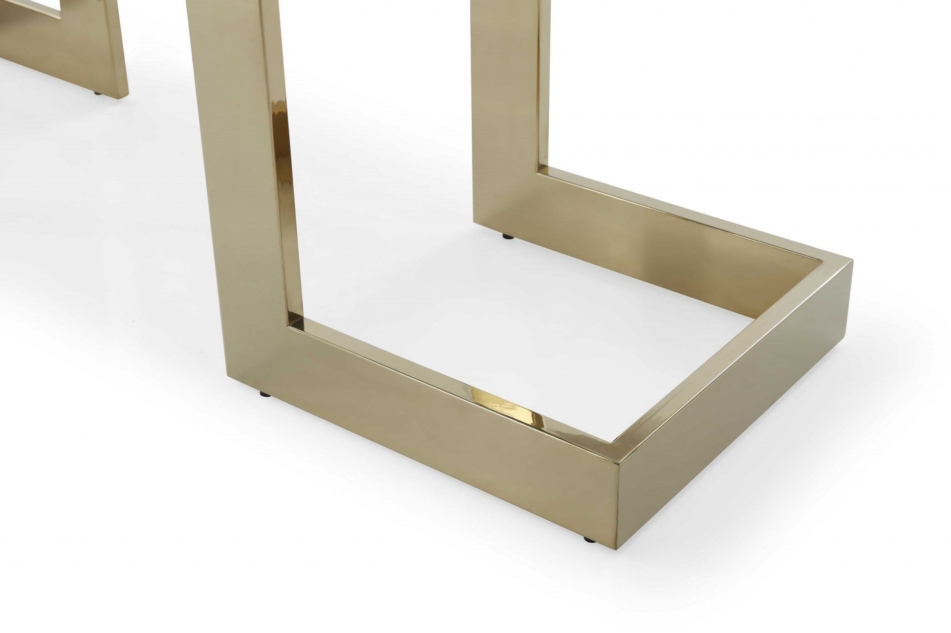 HomeRoots 87 x 39 x 30 Polished Gold Glass Stainless Steel Dining Table