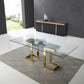 HomeRoots 87 x 39 x 30 Polished Gold Glass Stainless Steel Dining Table