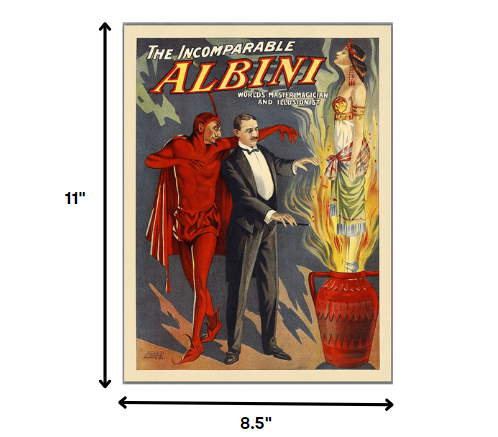 HomeRoots 8.5" x 11" The Incomparable Albini Vintage Magic Poster Wall Art