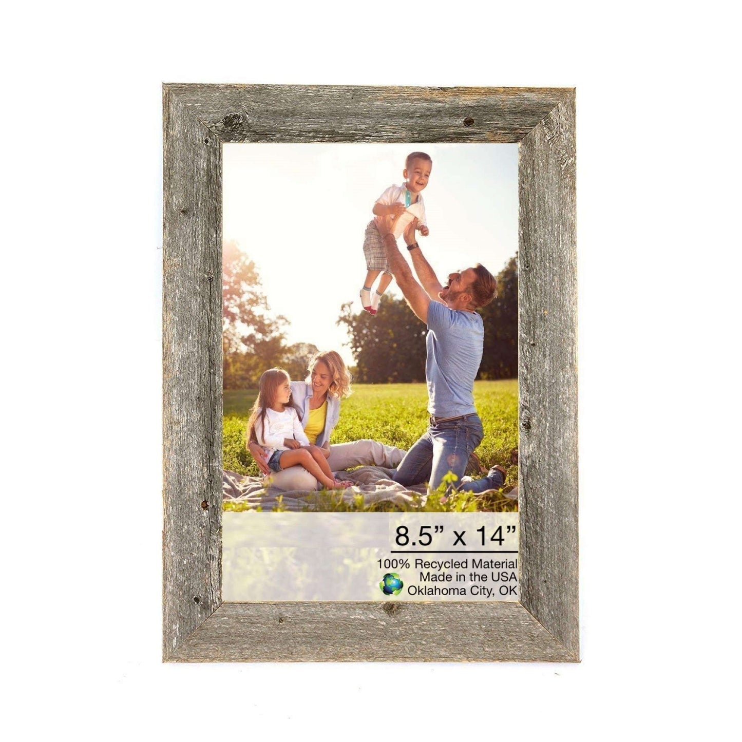 HomeRoots 8.5" x 14" Natural Weathered Grey Picture Frame with Plexiglass Holder