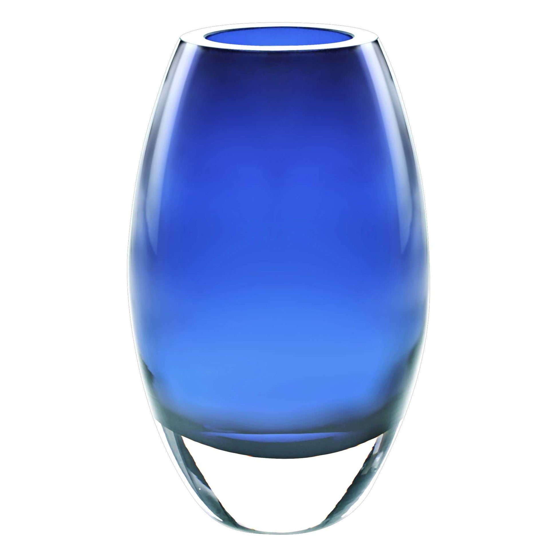 HomeRoots 9 Mouth Blown Crystal European Made Midnight Blue Crystal Vase