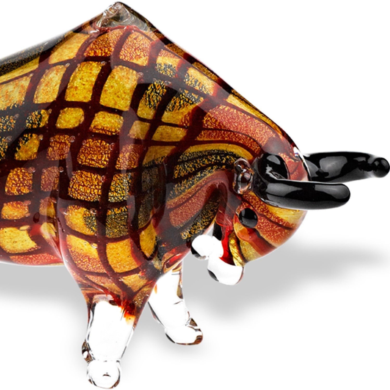 HomeRoots 9 MultiColor Large Bull Art Glass
