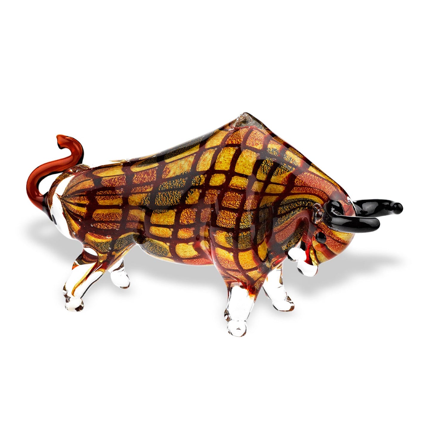 HomeRoots 9 MultiColor Large Bull Art Glass