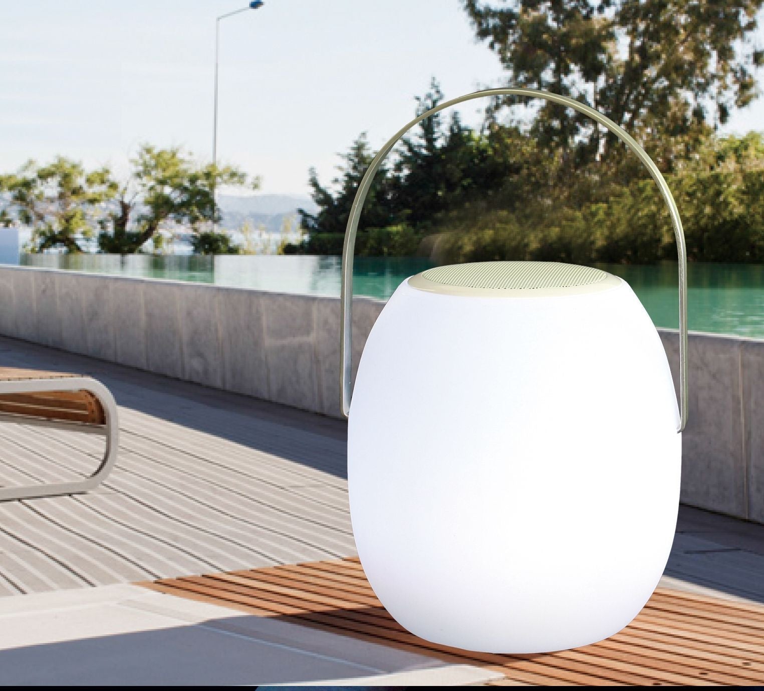 HomeRoots 9 X 9 X 14 White Plastic Portable Speaker