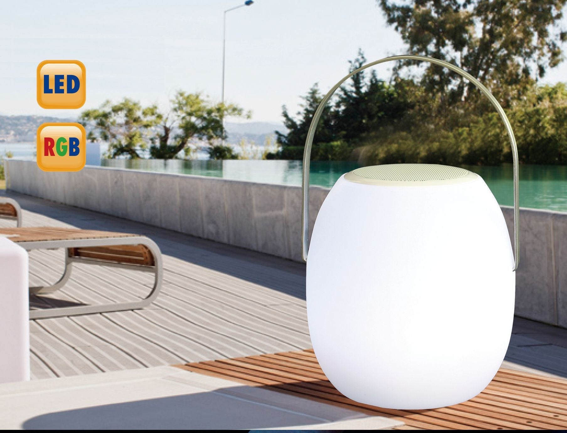 HomeRoots 9 X 9 X 14 White Plastic Portable Speaker