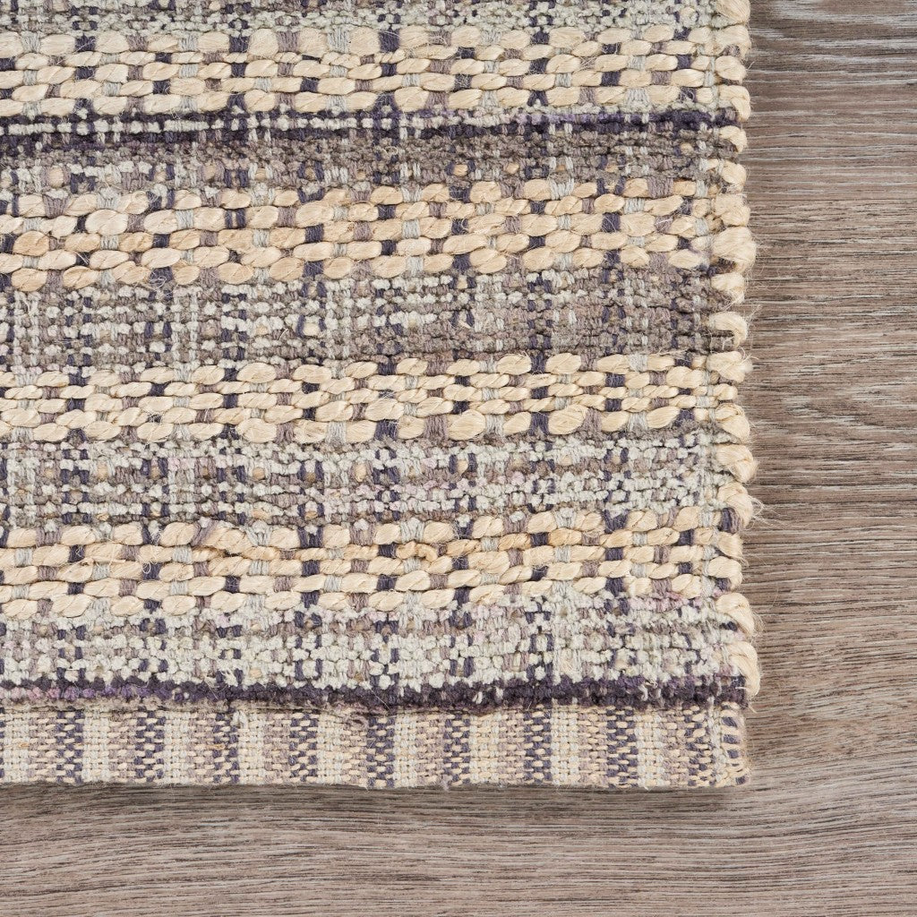HomeRoots 9' x 12' Brown and Gray Striped Area Rug