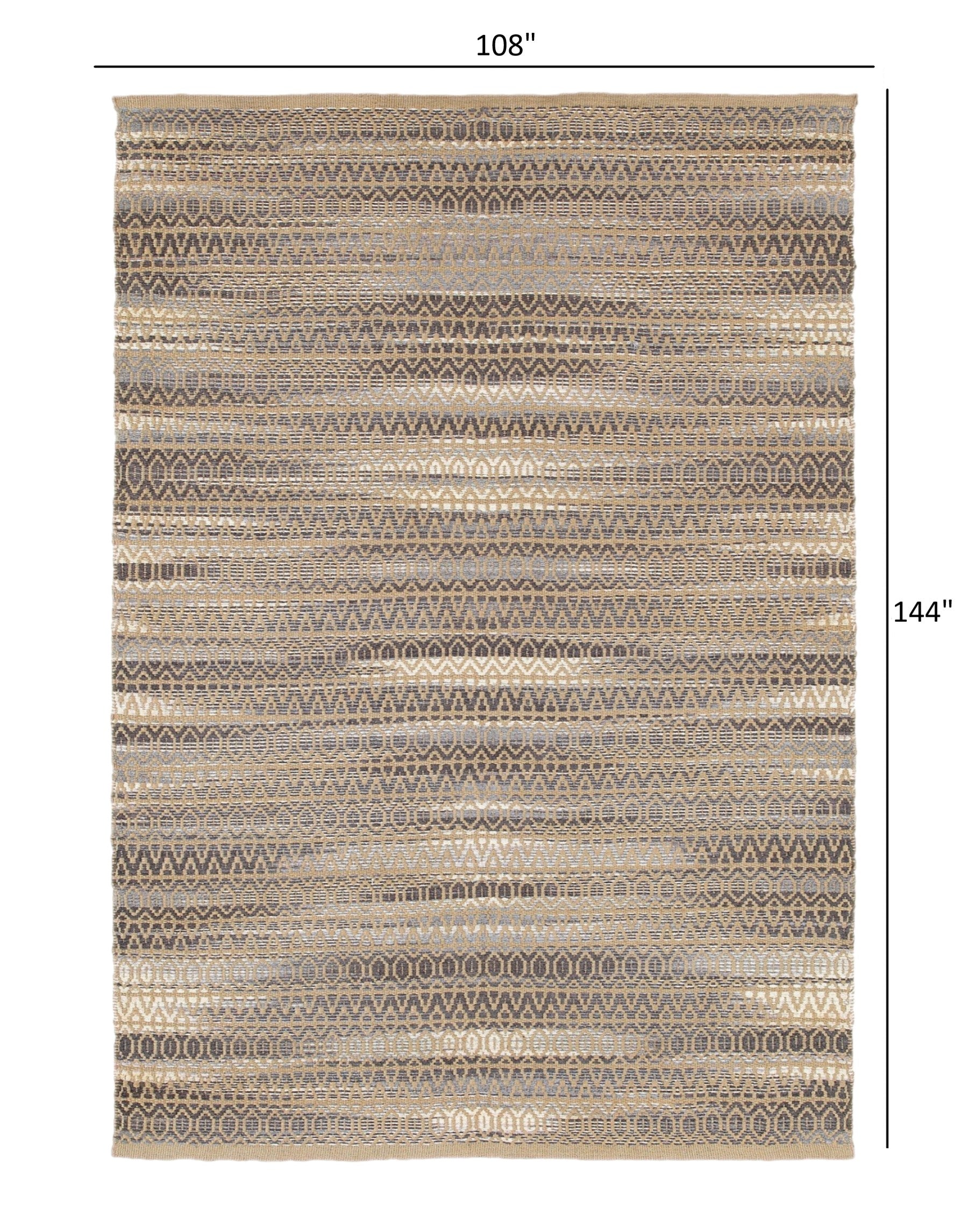 HomeRoots 9' x 12' Gray and Tan Striated Runner Rug