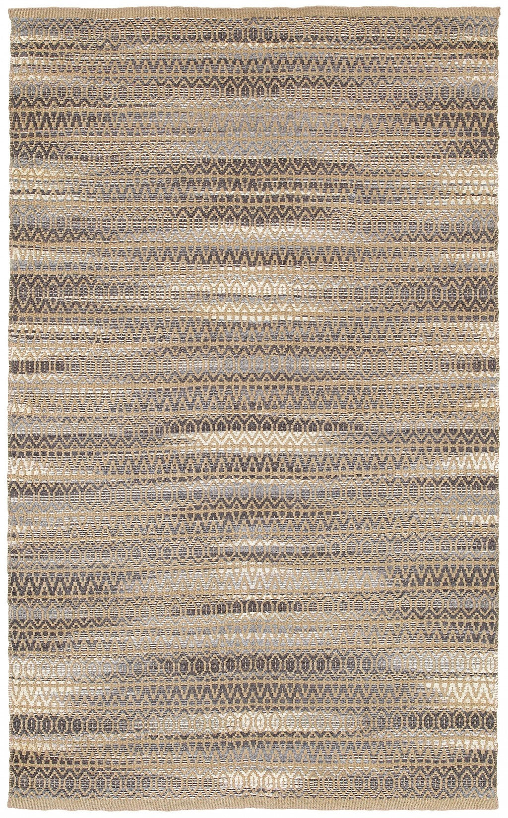 HomeRoots 9' x 12' Gray and Tan Striated Runner Rug