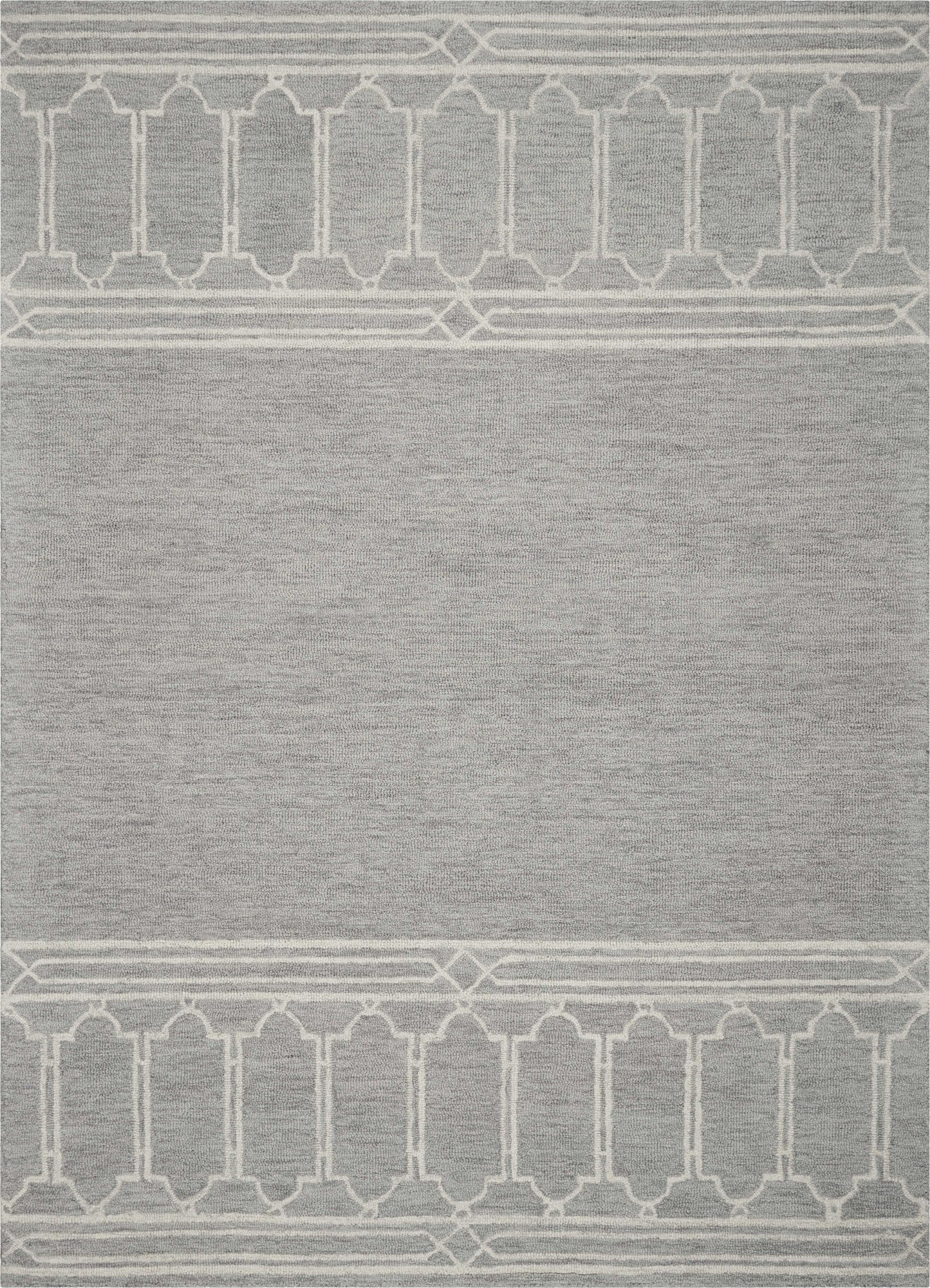 HomeRoots 9' x 12' Grey Hand Tufted Geometric Indoor Area Rug
