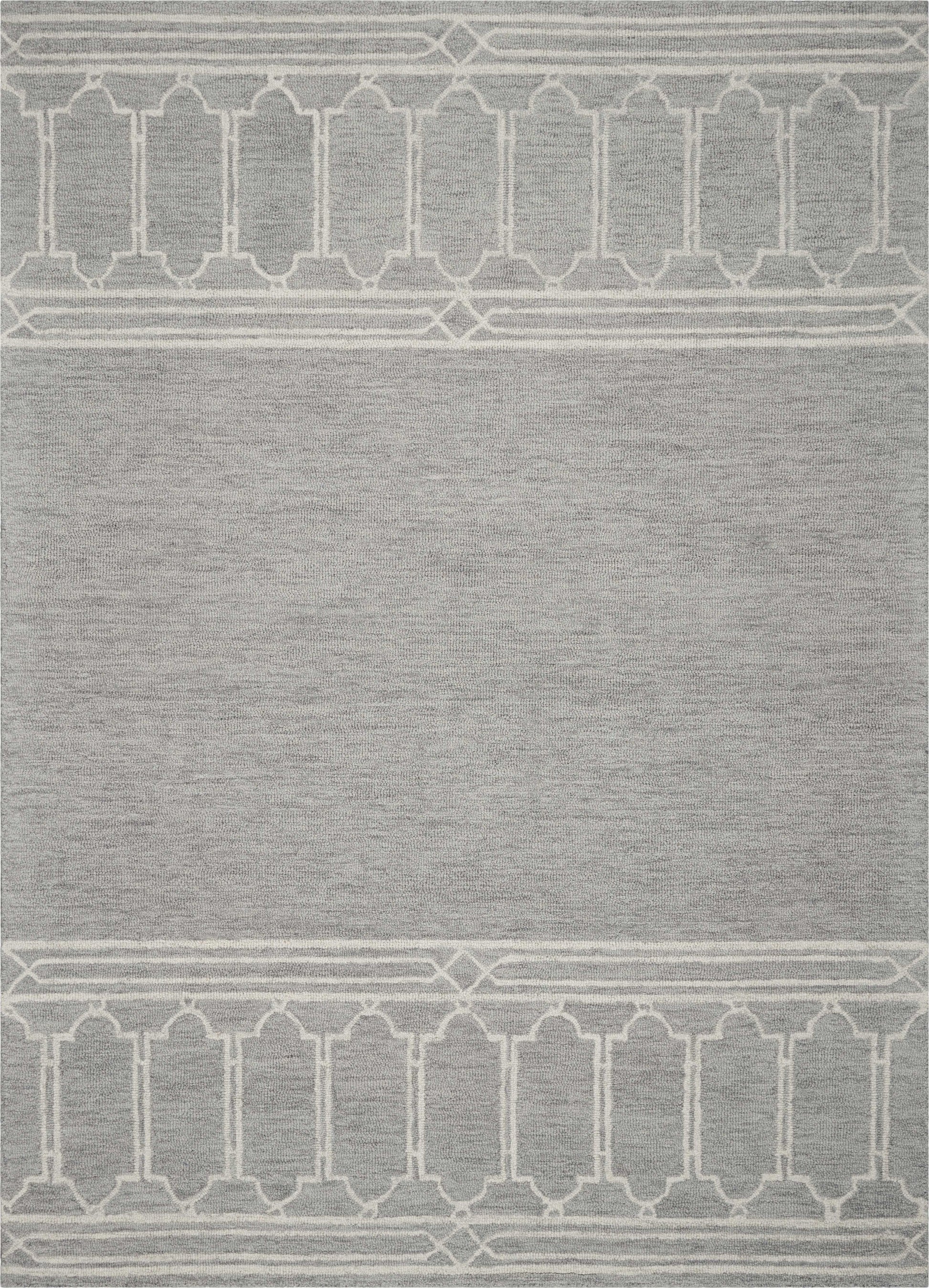 HomeRoots 9' x 12' Grey Hand Tufted Geometric Indoor Area Rug