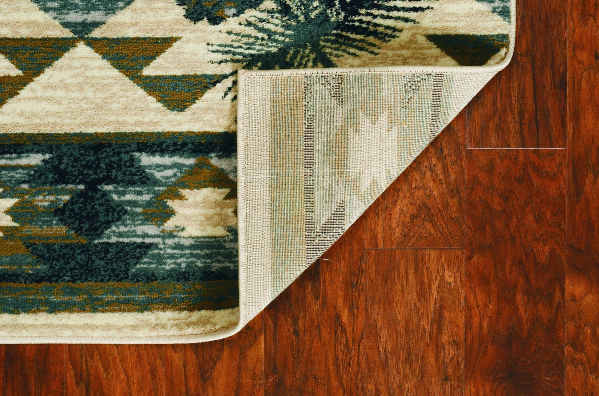 HomeRoots 9' x 12' Ivory Blue Machine Woven Geometric Lodge Indoor Area Rug