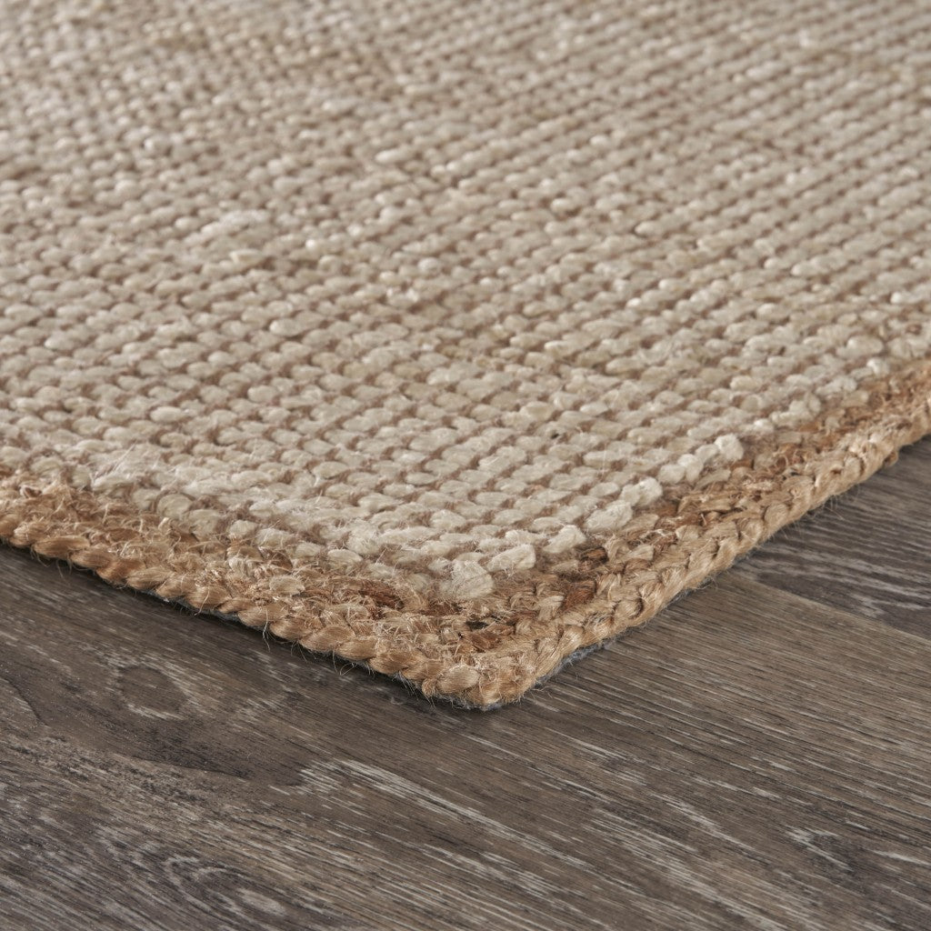 HomeRoots 9' x 12' Tan and White Braid Border Area Rug