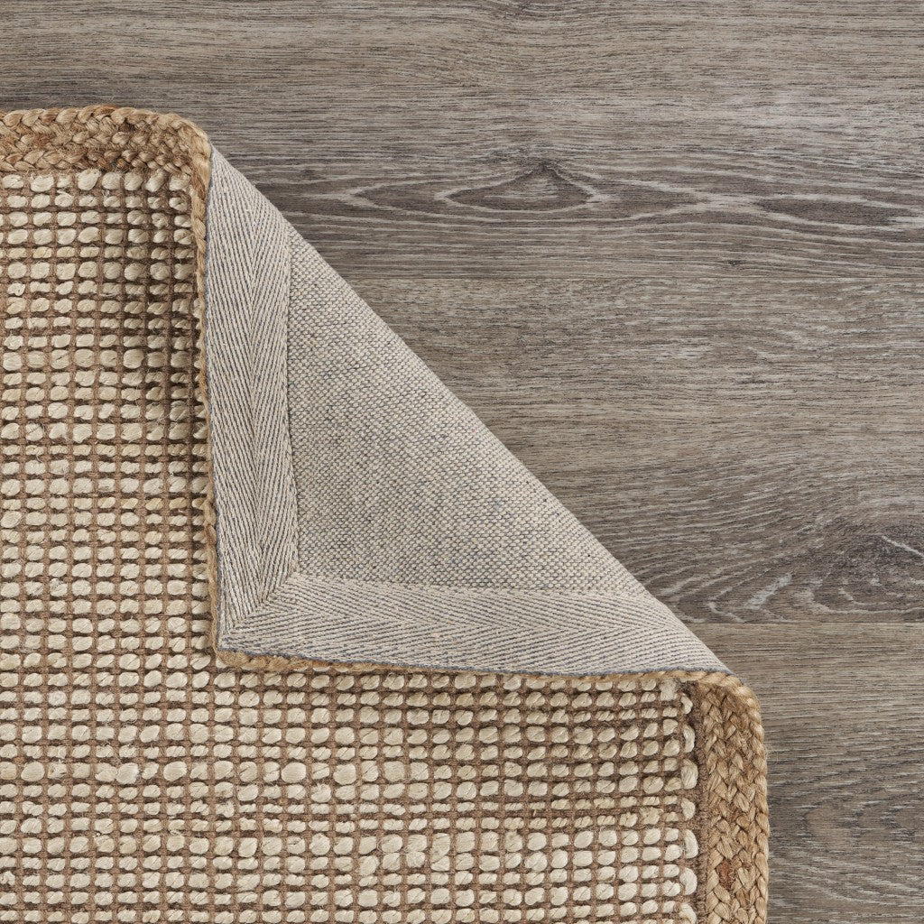 HomeRoots 9' x 12' Tan and White Braid Border Area Rug