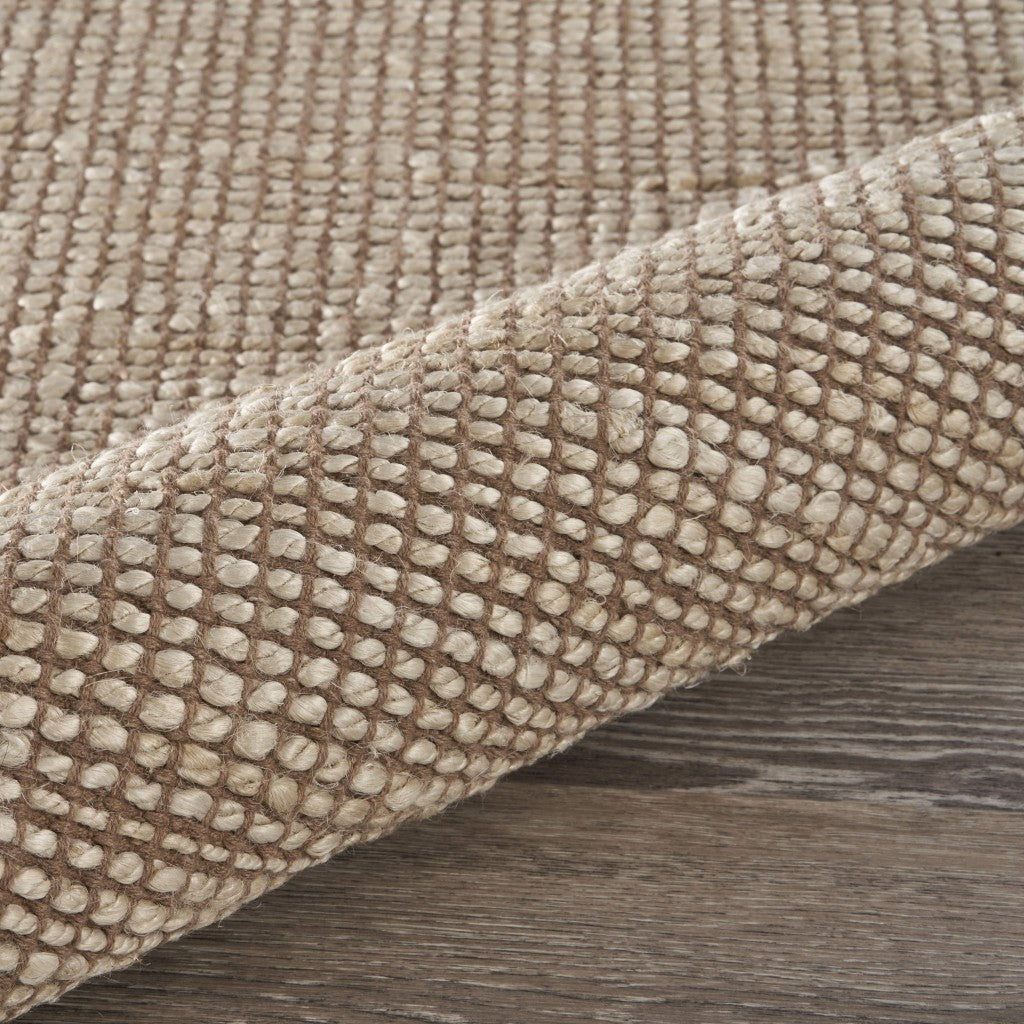 HomeRoots 9' x 12' Tan and White Braid Border Area Rug
