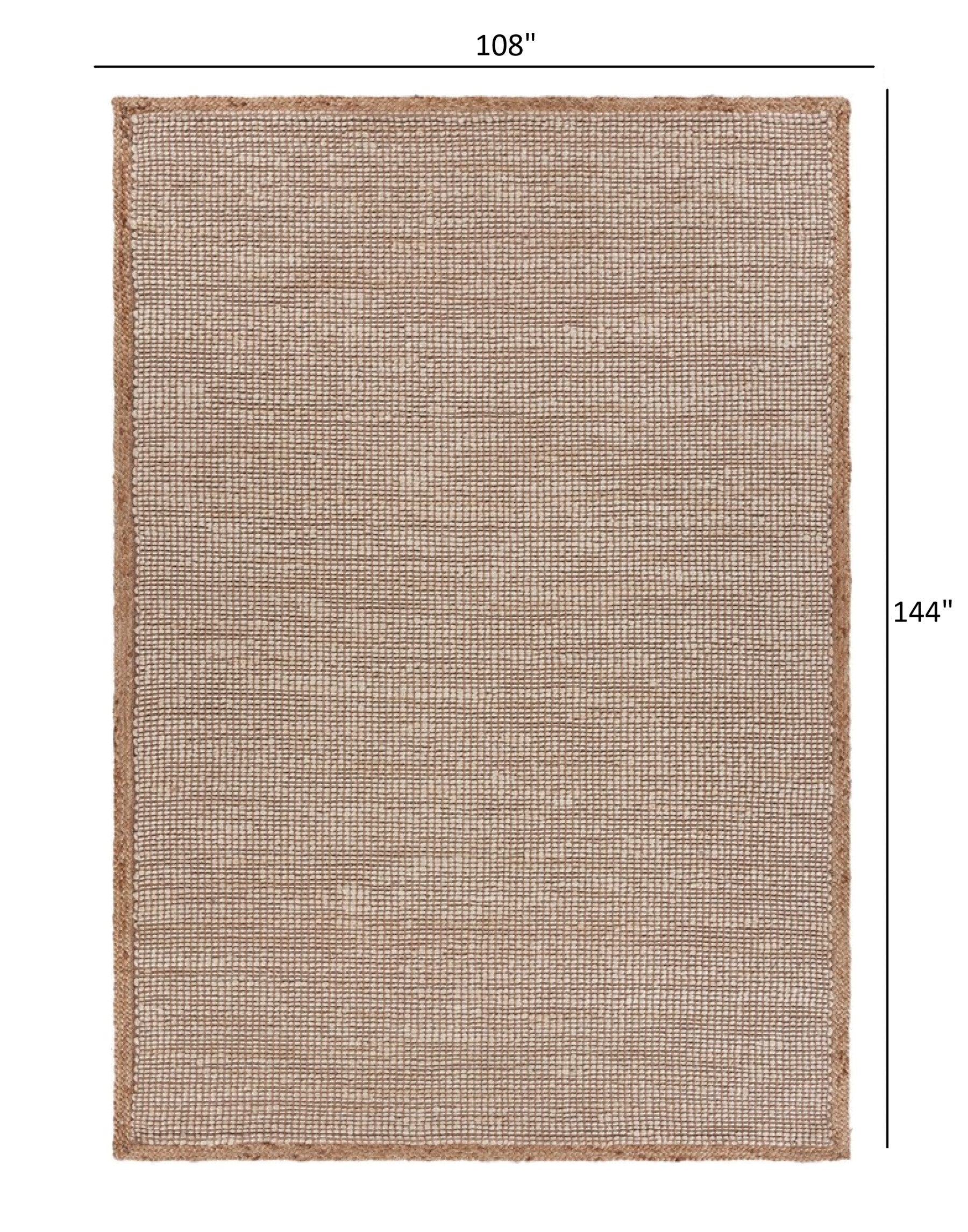 HomeRoots 9' x 12' Tan and White Braid Border Area Rug