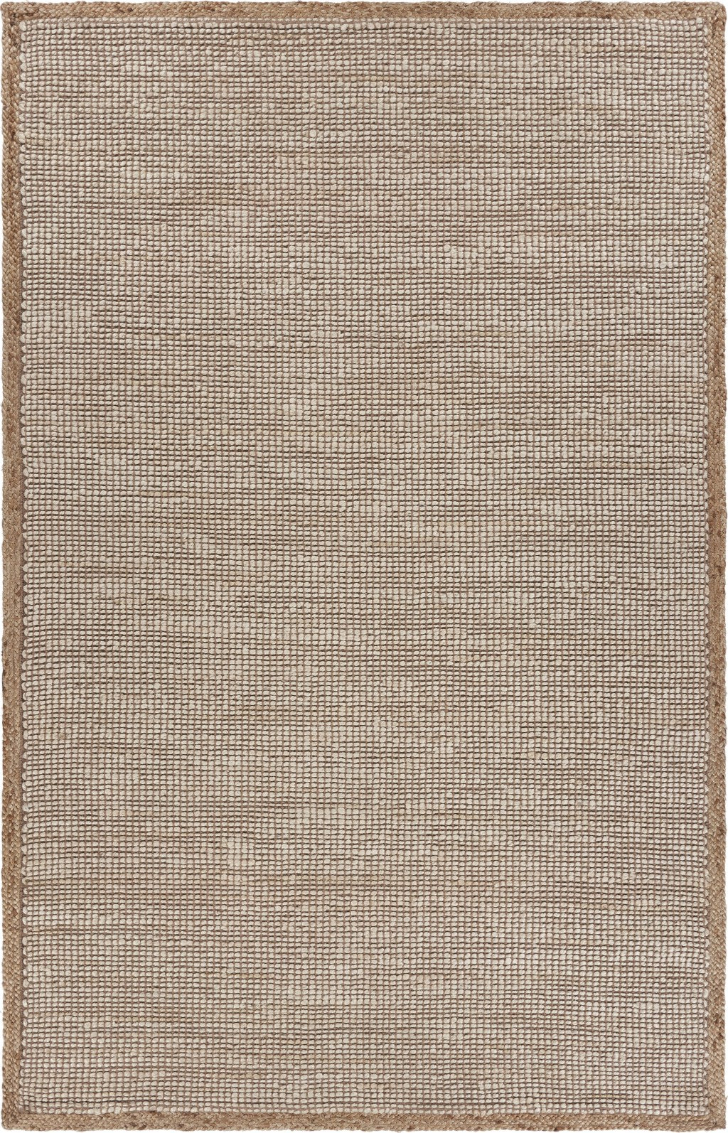 HomeRoots 9' x 12' Tan and White Braid Border Area Rug