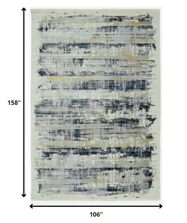 HomeRoots 9' x 13' Blue White Distressed Traditional Area Rug