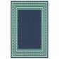 HomeRoots 9’ x 13’ Navy and Green Geometric Indoor Outdoor Area Rug