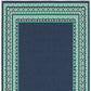 HomeRoots 9’ x 13’ Navy and Green Geometric Indoor Outdoor Area Rug