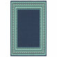 HomeRoots 9’ x 13’ Navy and Green Geometric Indoor Outdoor Area Rug