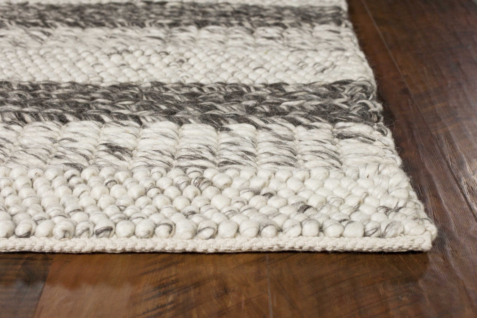 HomeRoots 9' x 13' Wool Grey or White Area Rug
