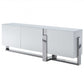 HomeRoots 91 x 18 x 32 White Glass Steel Buffet