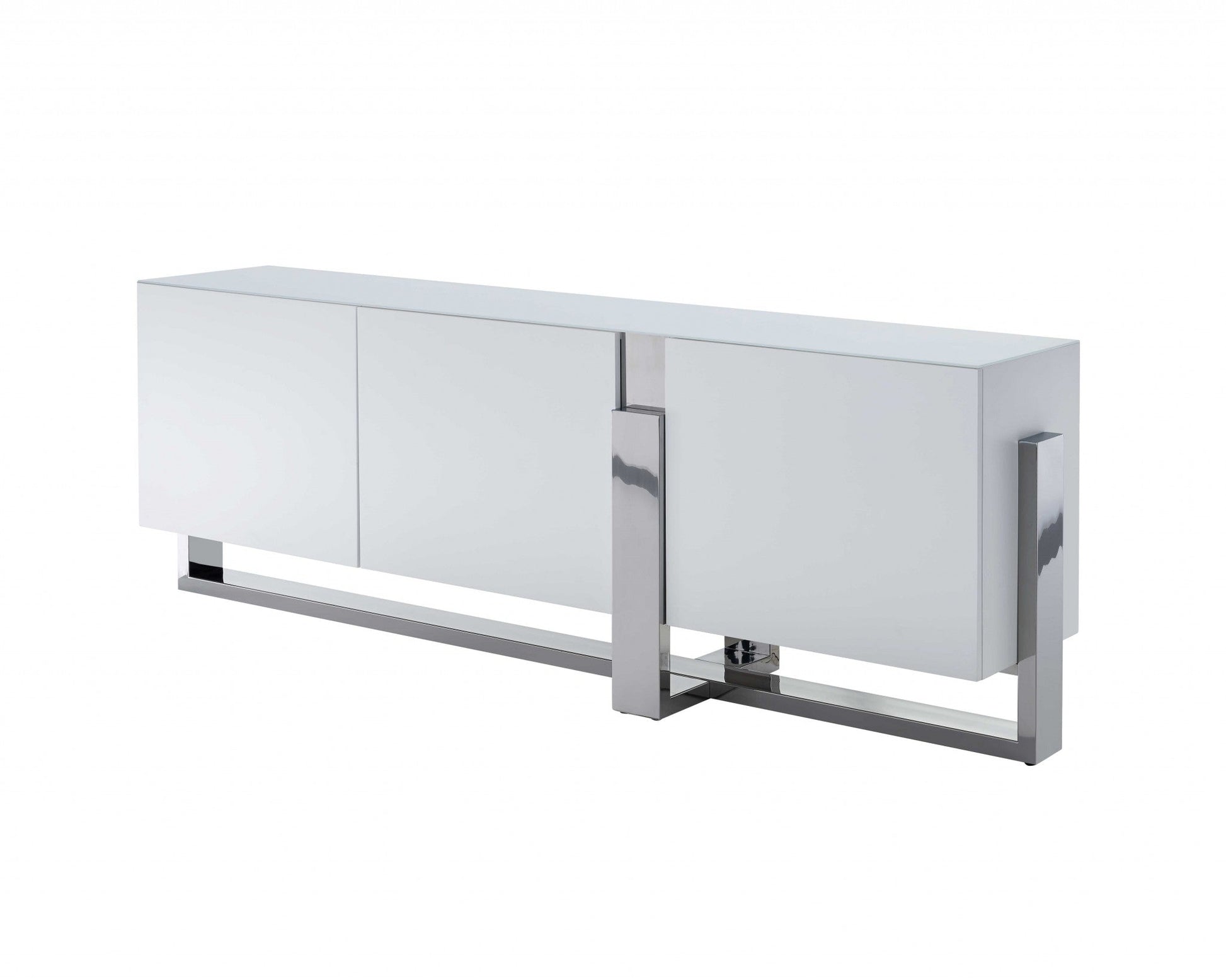 HomeRoots 91 x 18 x 32 White Glass Steel Buffet