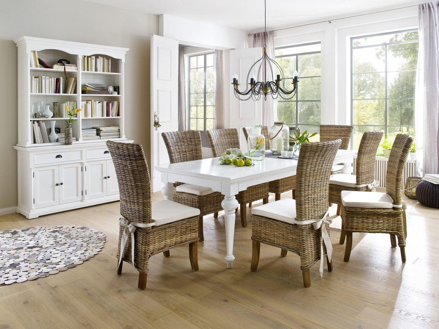 HomeRoots 94" Modern Farmhouse Dining Table in Glossy White Finish